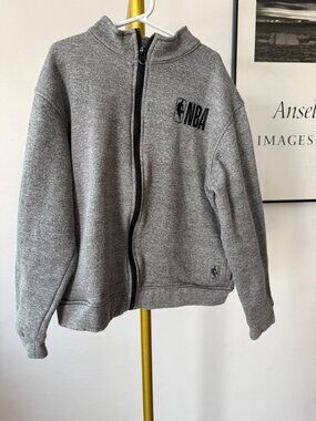 NBA Youth Boys L Gray Jacket Full Zip Athletic Basketball Track Polyester
